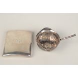 A late Victorian silver cigarette case and a George III silver punch ladle set a coin. 4oz.