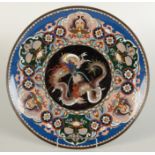 A Japanese cloisonne charger, late 19th century,