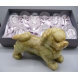 A Chinese soapstone figure of a prowling lion, length 23.
