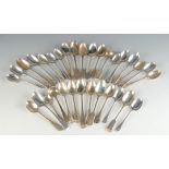 A set of six silver teaspoons and other small silver spoons including five golfing spoons. 16.9oz.