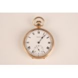 A 9ct gold cased open face Beren Grand Prix pocket watch with seventeen jewel movement.