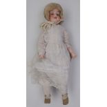 An Armand Marseille porcelain head doll, the head with sleep eyes,