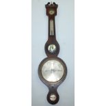 A mahogany banjo wall barometer, 19th century, by Collins & Son, Ipswich, width 20cm silvered dial,