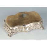 A late Victorian silver mounted jewel box with pin cushion lid, Birmingham 1895.