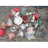 A large collection of ships cargo and deck lamps and parts, some by Seahorse.
