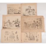 A collection of engravings related to political cartoons, approximately 20 pieces.