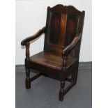 An oak wainscot armchair, 17th century,