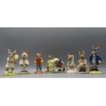 Eight Royal Doulton Bunnykins figures, comprising 'Schoolboy DB66', 'Ace DB42', 'Touchdown DB29',