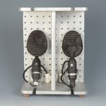 A pair of 4038 Microphones by Standard Telephones & Cables Ltd in fitted housing.