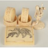 A Chinese ivory figure of an elderly gentleman, inset red signature tablet to base, height 8.
