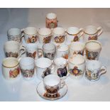 A collection of coronation ware, including twenty one mugs, five beakers and a cup and saucer.