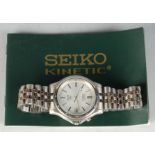 A Seiko Kinetic SQ100 gentleman's stainless steel wristwatch with guarantee card dated 2006.
