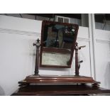 Two Victorian toilet mirrors, the base of one with a marble shelf the other with two drawers.