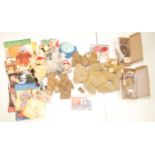 A collection of teddy bears and other soft toys including two boxed teddy bears by Gund.