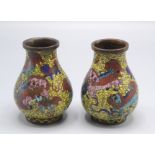 A pair of Chinese cloisonne baluster vases,