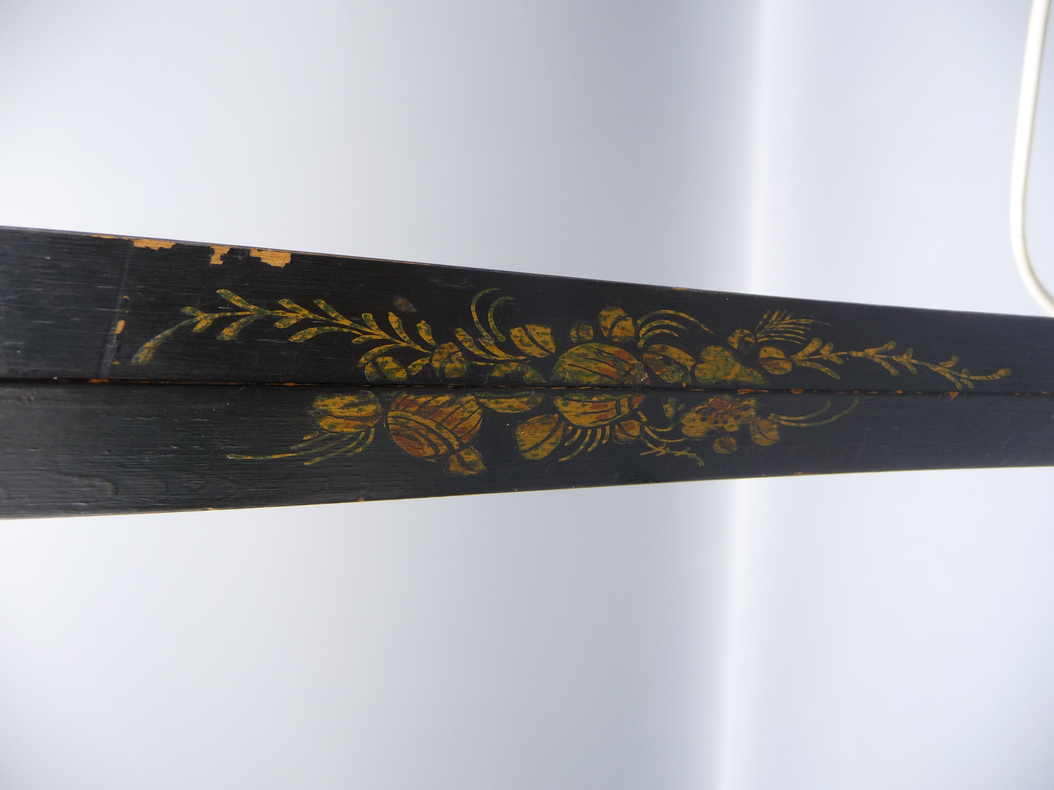 A black chinoiserie lacquered table lamp, decorated with gilt floral sprays, height 67cm. - Image 4 of 5