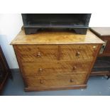 A Victorian satin birch chest of two short and two long drawers on a plinth base, height 96cm,