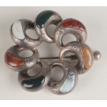 A Scottish silver hard stone set brooch. Condition report: All stones are complete.