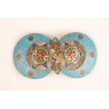 A Russian cloisonne enamelled silver gilt two part buckle of crescent and star form possibly by