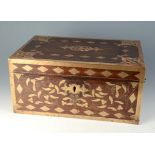 An Anglo Indian brass bound hardwood work box, 19th century,