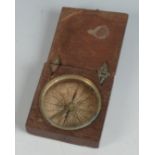 A late Georgian mahogany cased pocket compass with 4cm paper rose.