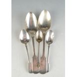 Five silver spoons, 4.1oz.