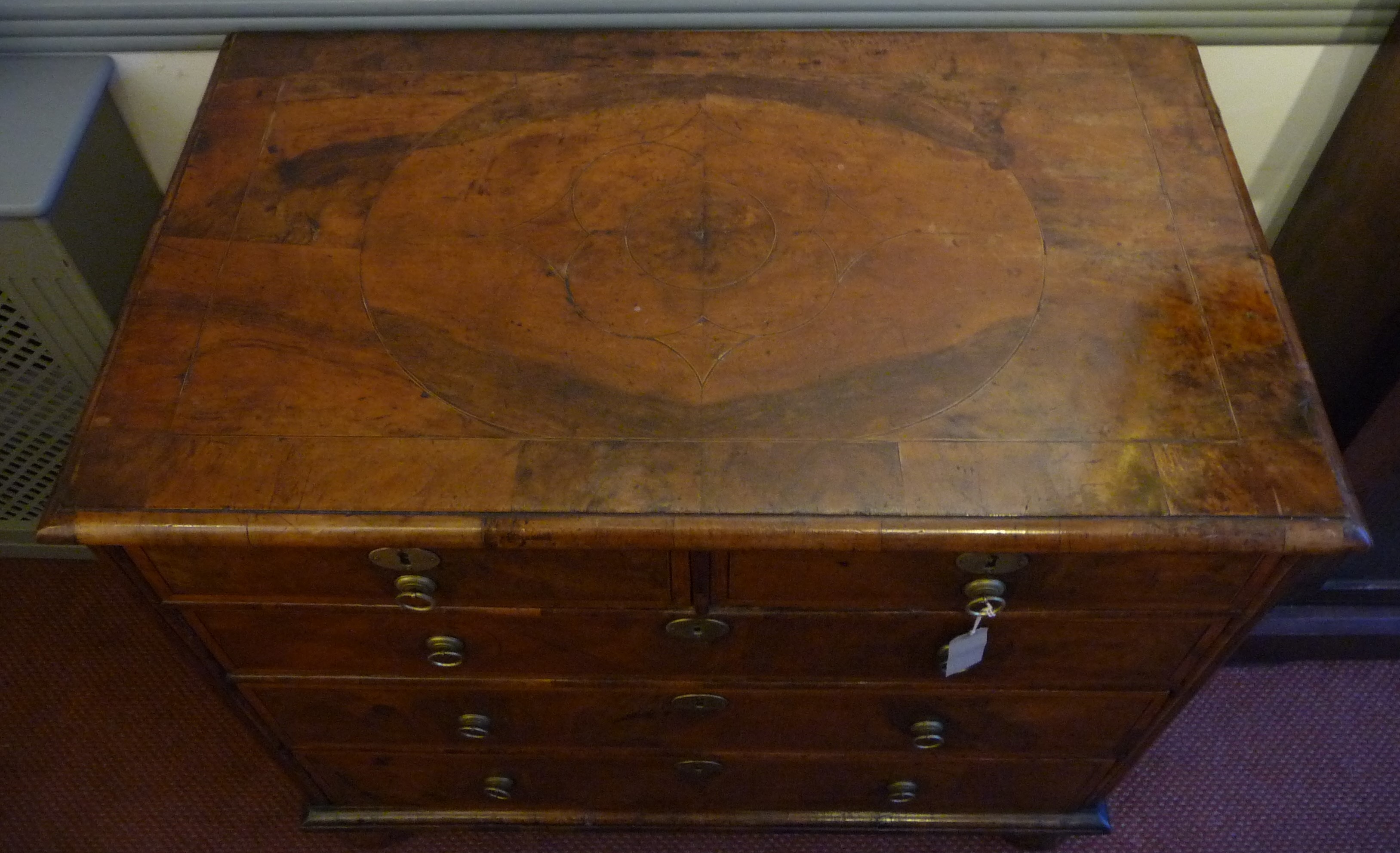 An inlaid walnut veneered chest of drawers, late 17th century, - Image 5 of 5