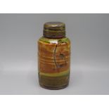 A Clive Bowen Studio Pottery jar and cover, the polychrome body with abstract designs, height 16.