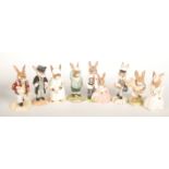 Eight Royal Doulton Bunnykins figures, comprising 'Fisherman DB84', 'Schoolmaster DB60',