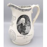 A Victorian pearlware jug commemorating John Wesley aged 87,