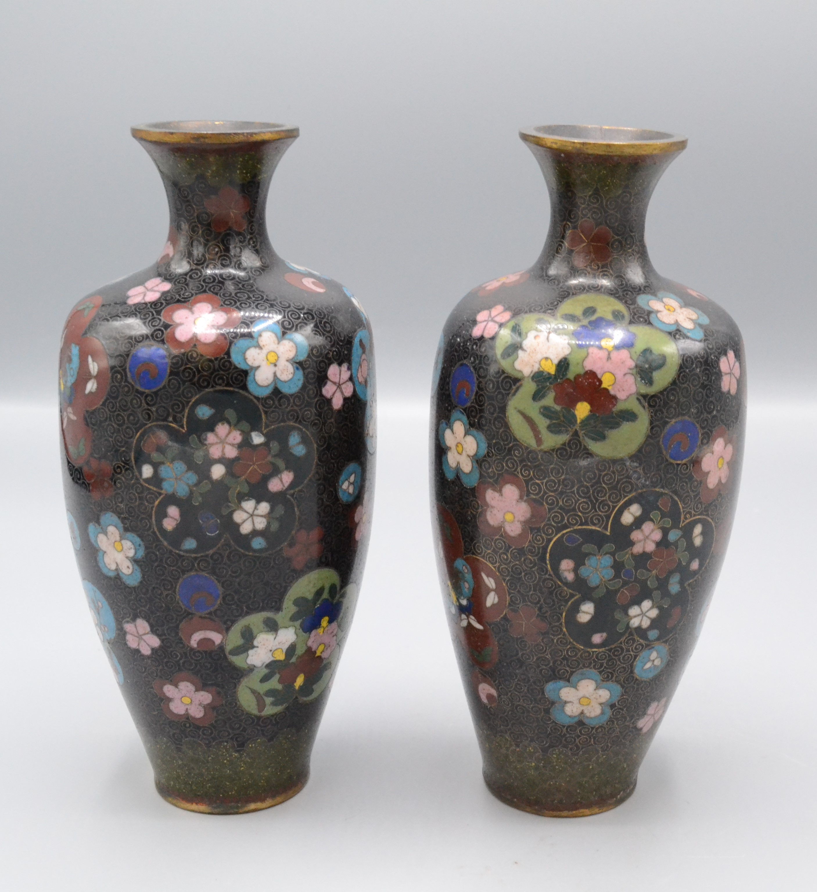 A pair of Japanese cloisonne vases, 19th century,