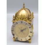A 'Swiza 8' brass miniature lantern clock, height 13cm.