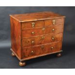 An inlaid walnut veneered chest of drawers, late 17th century,