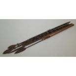 Five tribal spears, longest 92.5cm.