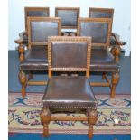 A set of six light oak dining chairs, circa 1930's, including two armchairs.