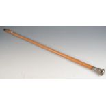 A Chinese silver topped malacca walking cane, height 86cm.