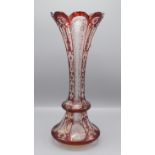 A Bohemian ruby flashed and gilt decorated glass vase, late 19th / early 20th century,