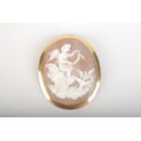 A large gold mounted cameo brooch.