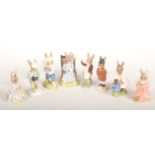 Eight Royal Doulton Bunnykins figures, comprising 'Tally Ho! DB12', 'Brownie DB61', 'Home Run DB43',