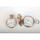 A silver full hunter cased key-wind pocketwatch by Perret & Phils together with ne other