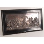 An early Victorian electrotype, silver plated panel of Christ preaching, in an ebonised frame, 41.