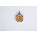 A sovereign 1914 mounted 9ct gold pendant mount, good very fine, 9.7g.