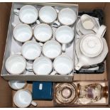 A Royal Doulton tea-set, boxed glass jug and bowl and Royal Worcester birthday mugs (14)