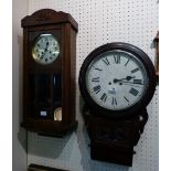 An oak cased wall clock, together with mahogany cased wall clock (2)