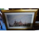 A gilt framed coloured print of Venice