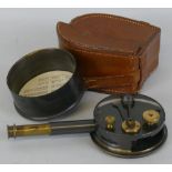A brass cased pocket or drum sextant, inscribed Perken, Son and Rayment Hatton Garden, London, 8cm