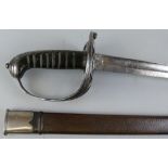 A Victorian British Infantry Officer's pattern 1822 sword, the ornately chased 87cm fullered steel