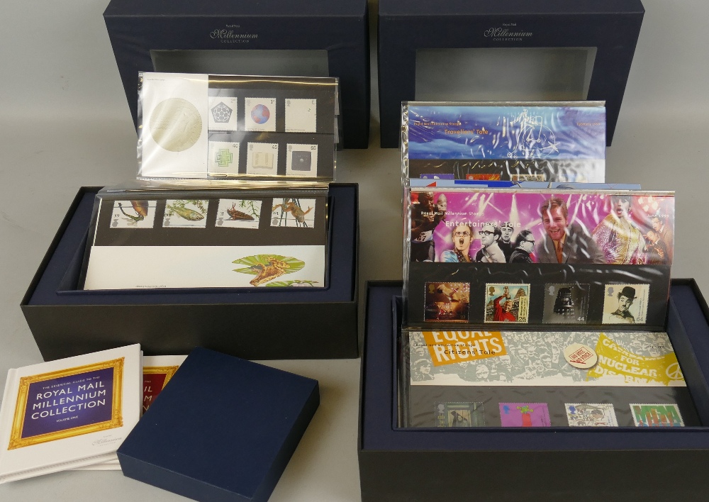 Two boxes entitled "Royal Mail Millenium Collection", containing fifty presentation packs of