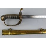 A William IV British Infantry Officer's pattern 1822 sword, with slightly curving pipe back steel