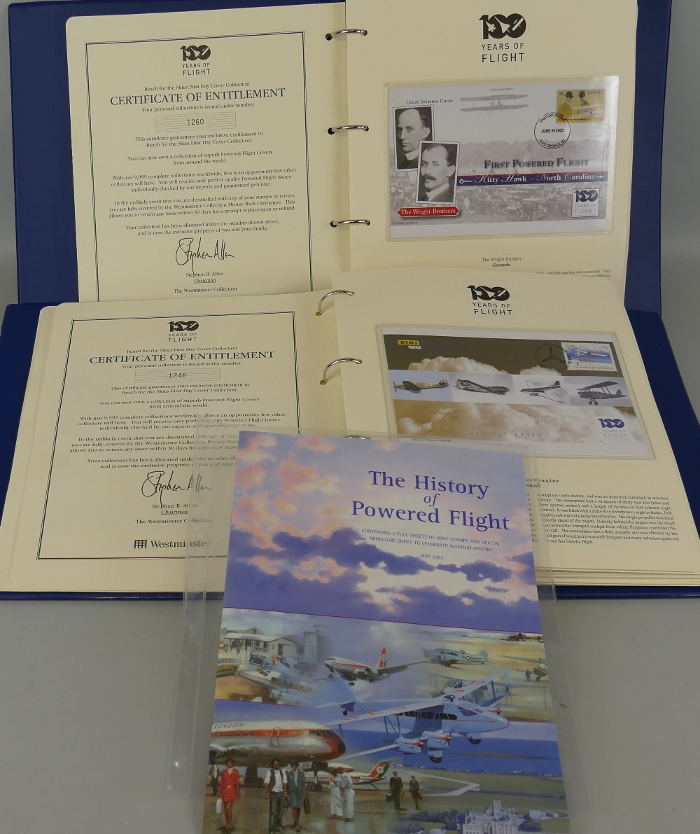 Two albums entitled "100 Years of Flight", containing worldwide First Day Covers of aviation related